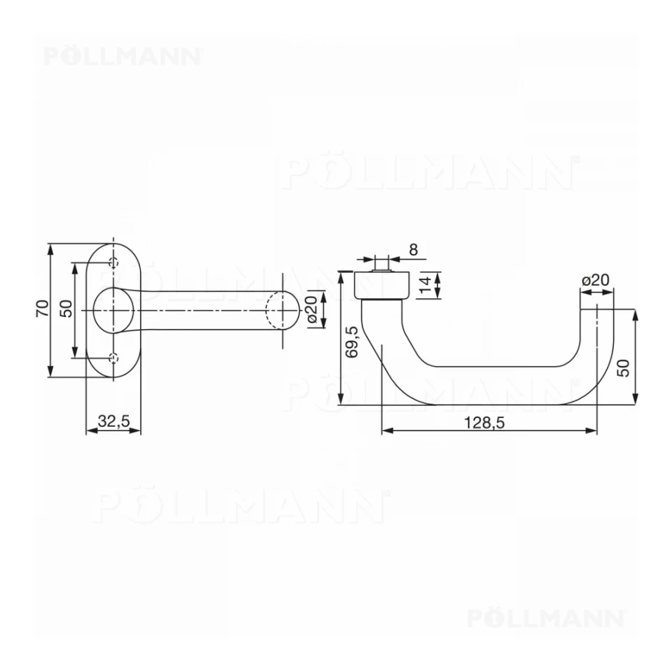 Drücker auf ovaler Rosette 97 0625 011 (F1)