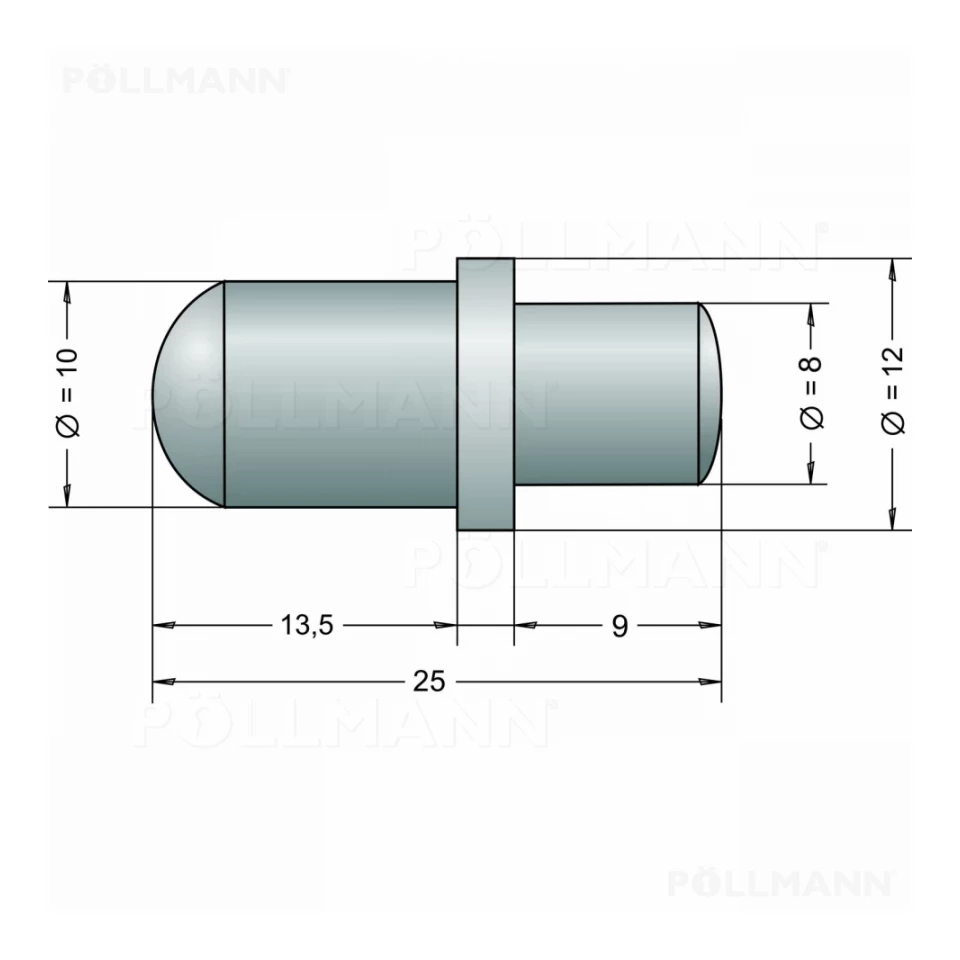 Aufdruck-Federbolzen 1021, d10 mm, ohne Gegenplatte (MS/VNI)